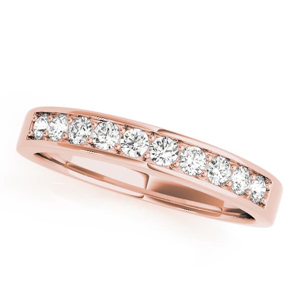 Prong In Channel Wedding Band (1/4 ct. tw.), Front view in rose gold