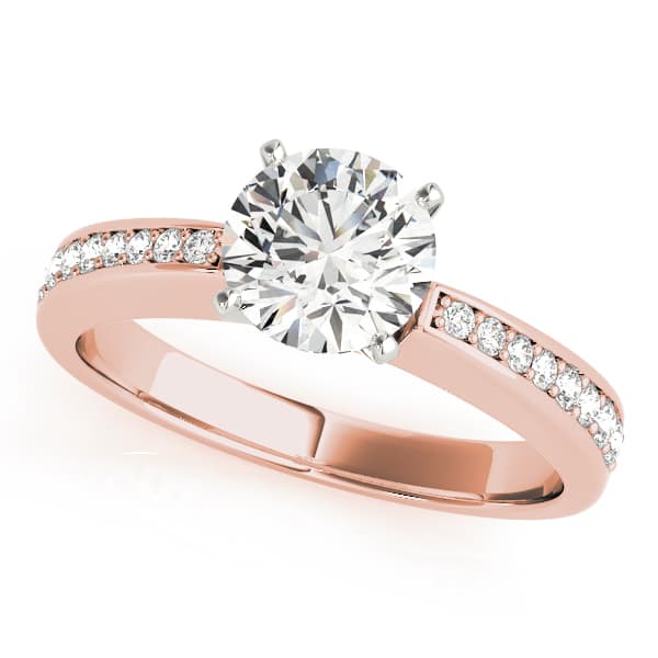Channel Set Single Row Engagement Ring, style 50285, Front view in rose gold