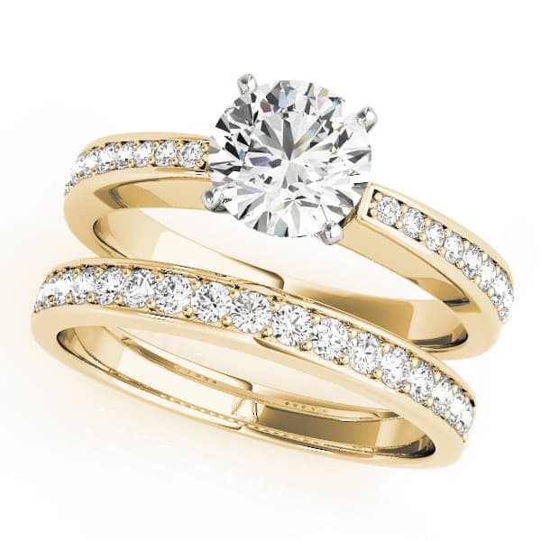 Channel Set Single Row Engagement Ring, style 50285, On hand view in yellow gold
