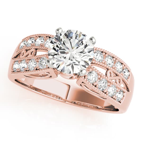Antique Engagement Ring, style 50286, Front view in rose gold
