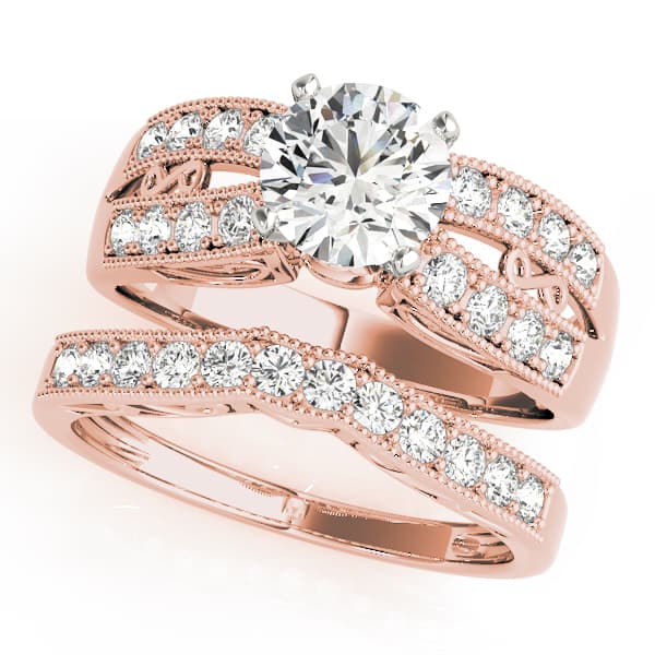 Antique Engagement Ring, style 50286, On hand view in rose gold