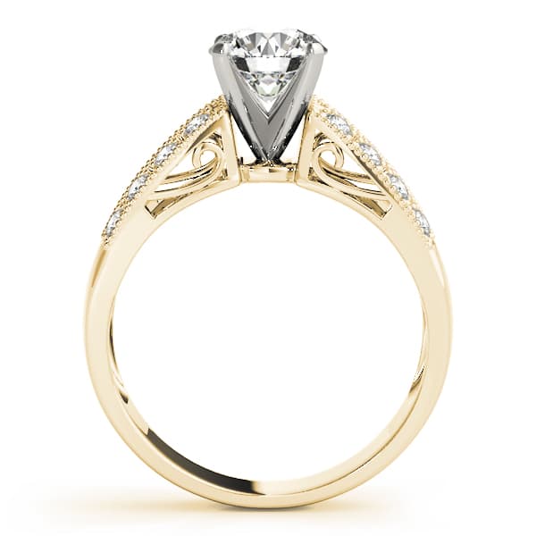 Antique Engagement Ring, style 50286, Side view in yellow gold