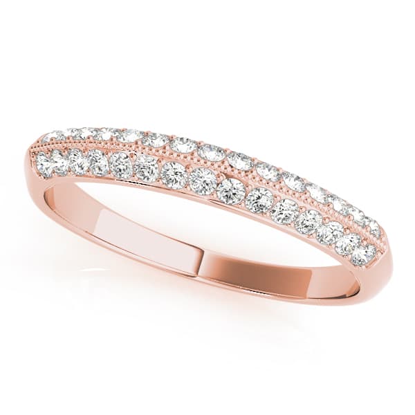 Double Row Pavé Wedding Band (0.3 ct. tw.), Front view in rose gold