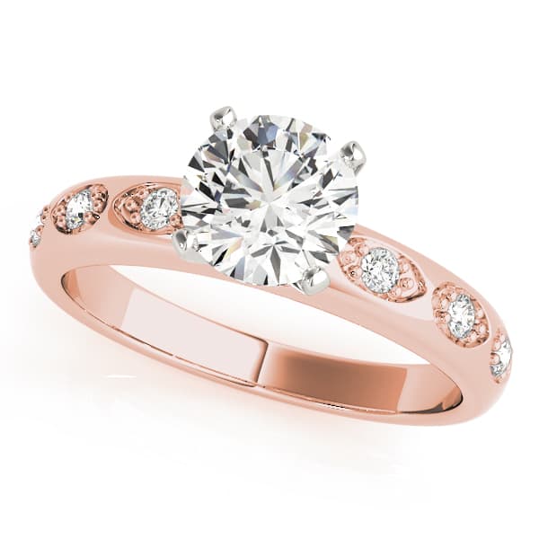 Single Row Prong Engagement Ring, style 50291, Front view in rose gold