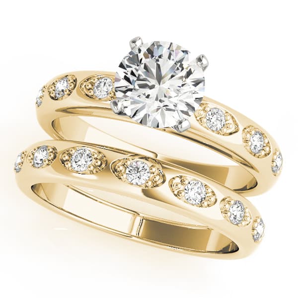 Single Row Prong Engagement Ring, style 50291, On hand view in yellow gold