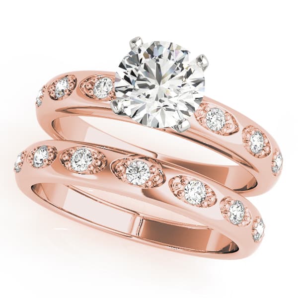 Single Row Prong Engagement Ring, style 50291, On hand view in rose gold