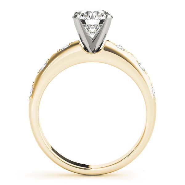 Single Row Prong Engagement Ring, style 50291, Side view in yellow gold
