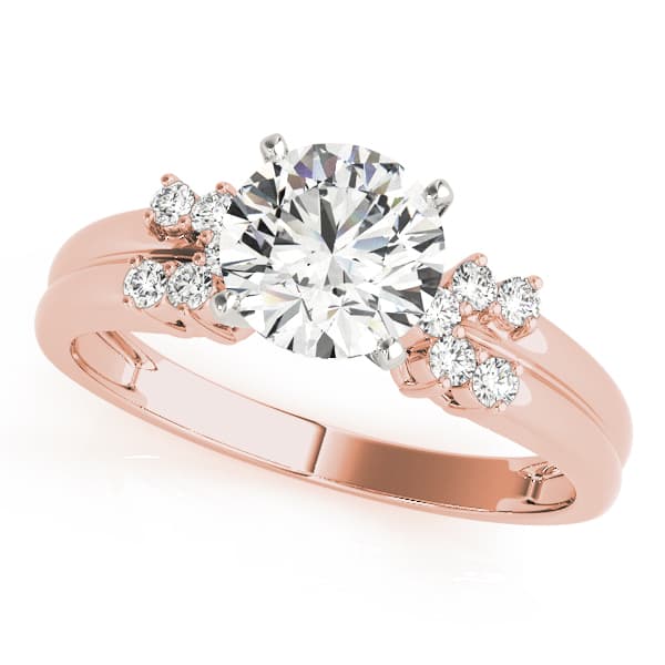Cluster Sides Engagement Ring in Rose gold