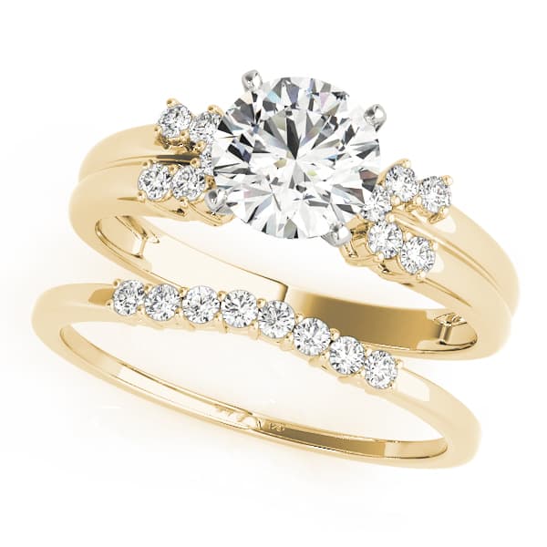 Cluster Sides Engagement Ring, style 50292, On hand view in yellow gold