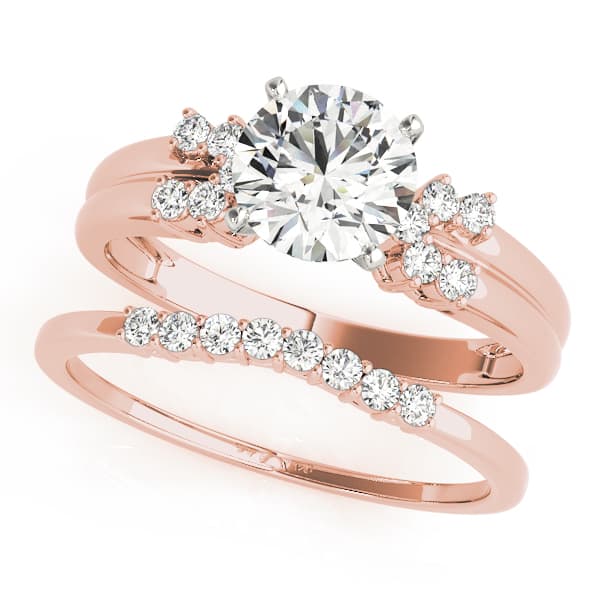 Cluster Sides Engagement Ring, style 50292, On hand view in rose gold