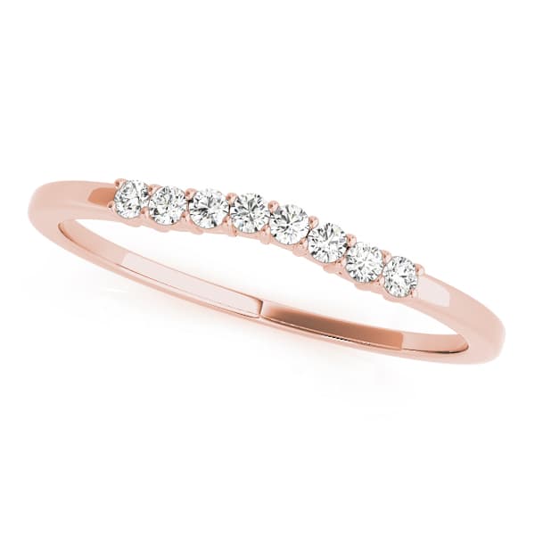 Prong Set Curved Wedding Bands (0.1 ct. tw.), Front view in rose gold