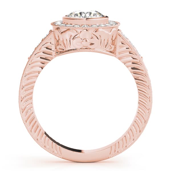 Halo Round Engagement Ring, style 50293, Side view in rose gold