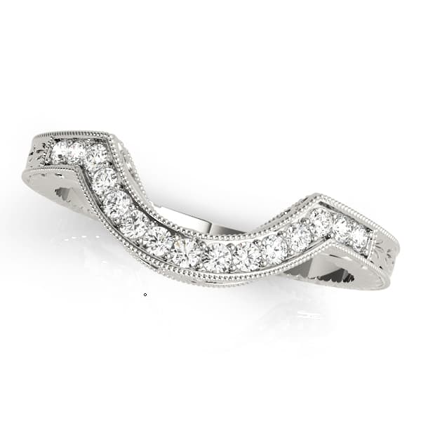 Antique Milgrain Curved Wedding Band — 1 CT — View 1