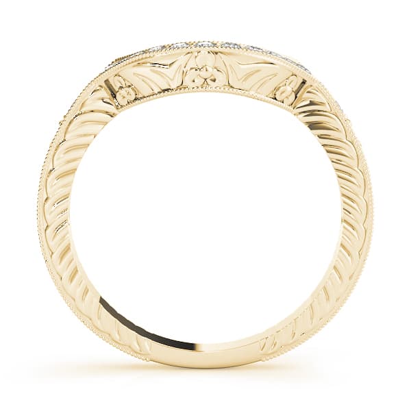 Antique Milgrain Curved Wedding Band (0.3 ct. tw.), Side view in yellow gold