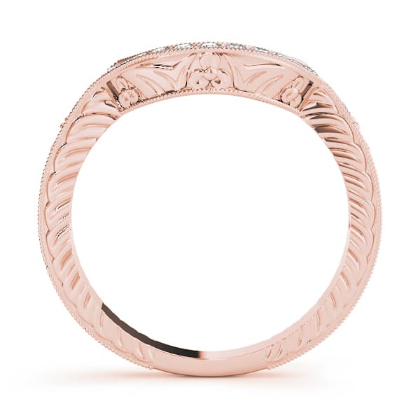 Antique Milgrain Curved Wedding Band (0.15 ct. tw.), Side view in rose gold
