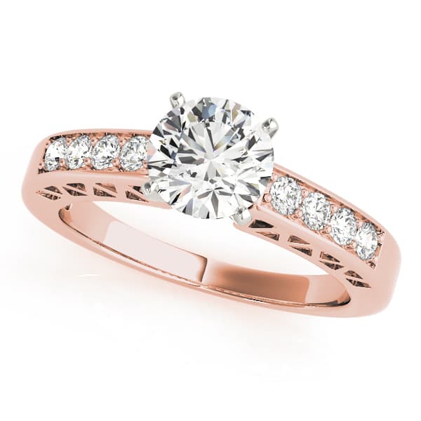 Channel Set Single Row Engagement Ring, style 50295, Front view in rose gold