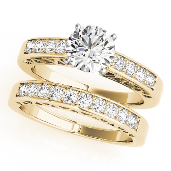 Channel Set Single Row Engagement Ring, style 50295, On hand view in yellow gold