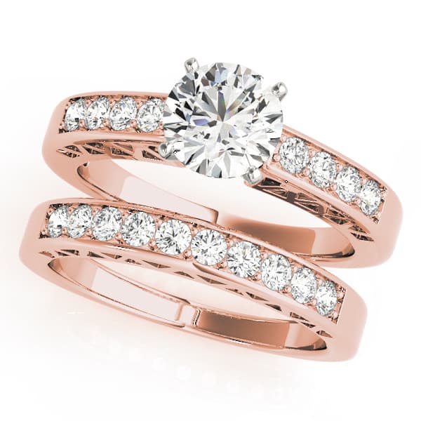 Channel Set Single Row Engagement Ring, style 50295, On hand view in rose gold
