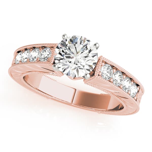 Antique Engagement Ring, style 50296, Front view in rose gold
