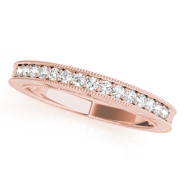 Channel Set Filigree Wedding Band (1/4 ct. tw.), Front view in rose gold