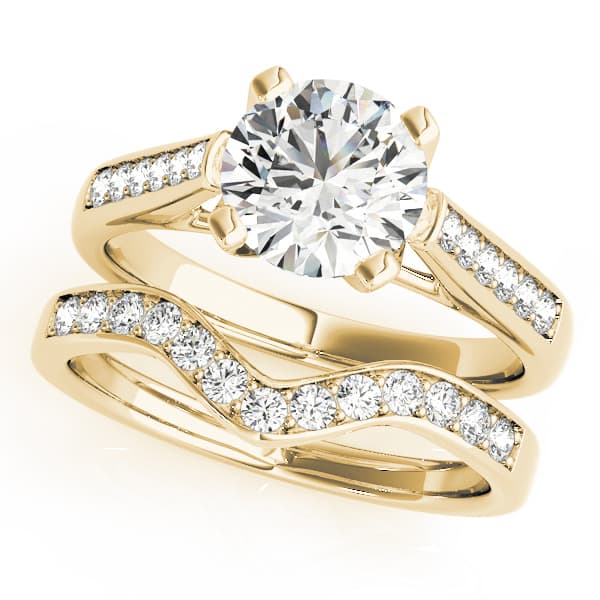 Channel Set Single Row Engagement Ring, style 50297, On hand view in yellow gold