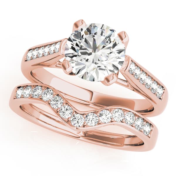 Channel Set Single Row Engagement Ring, style 50297, On hand view in rose gold