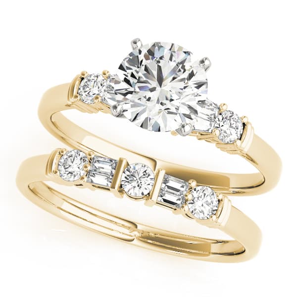 Fancy Shape Bague Engagement Ring, style 50298, On hand view in yellow gold