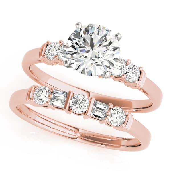 Fancy Shape Bague Engagement Ring, style 50298, On hand view in rose gold