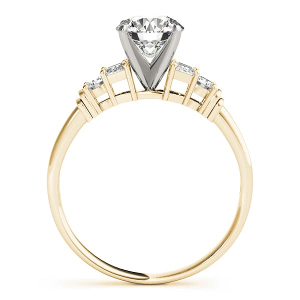 Fancy Shape Bague Engagement Ring, style 50298, Side view in yellow gold