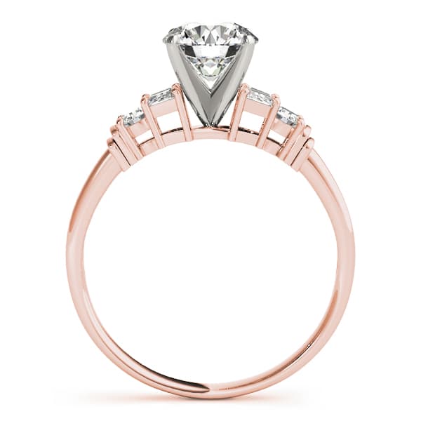 Fancy Shape Bague Engagement Ring, style 50298, Side view in rose gold