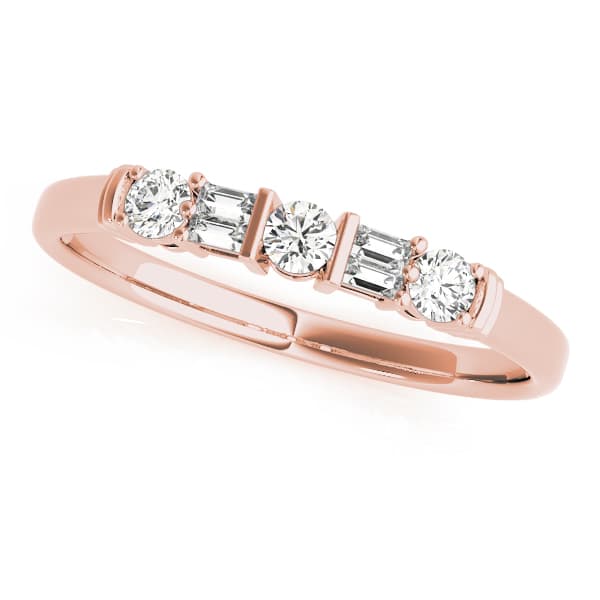 Fancy Shape Baguette Wedding Bands (0.19 ct. tw.), Front view in rose gold