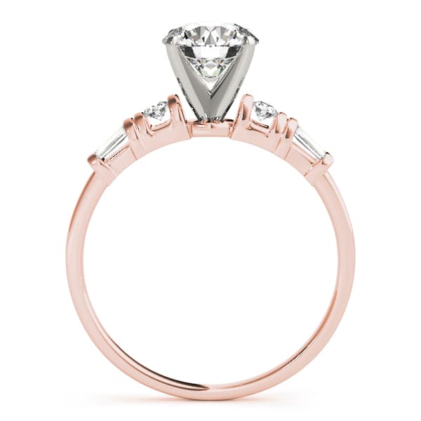 Round & Tapered Baguette Engagement Ring, style 50299, Side view in rose gold