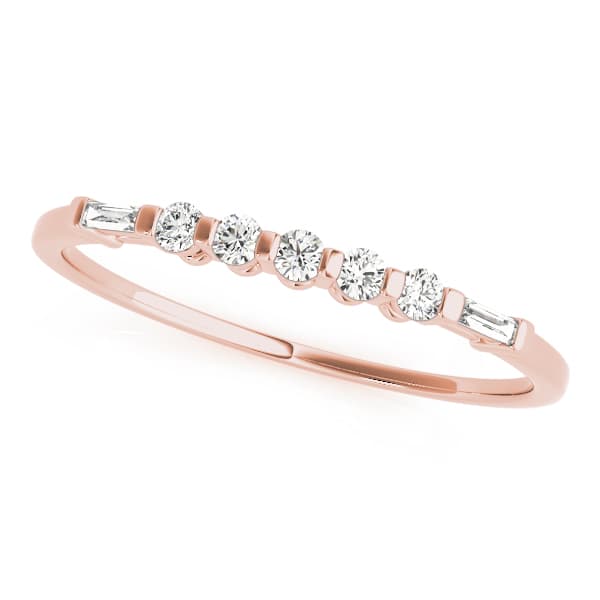 Fancy Shape Baguette Wedding Band (0.16 ct. tw.), Front view in rose gold