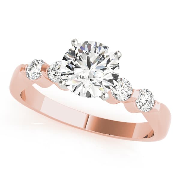 Single Row Prong Engagement Ring, style 50300, Front view in rose gold