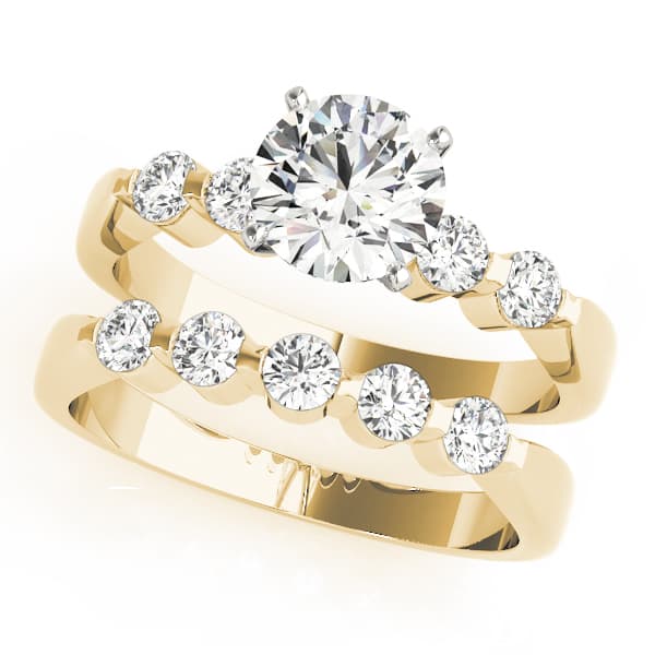 Single Row Prong Engagement Ring, style 50300, On hand view in yellow gold