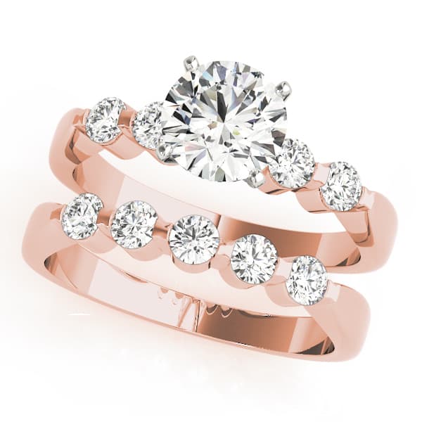 Single Row Prong Engagement Ring, style 50300, On hand view in rose gold