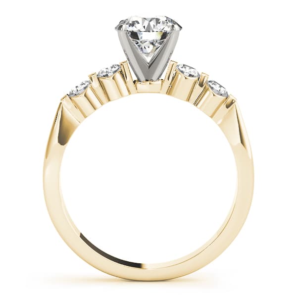 Single Row Prong Engagement Ring, style 50300, Side view in yellow gold