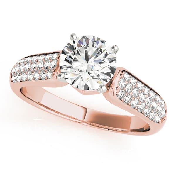 Multi-Row Pavé Engagement Ring, style 50305, Front view in rose gold