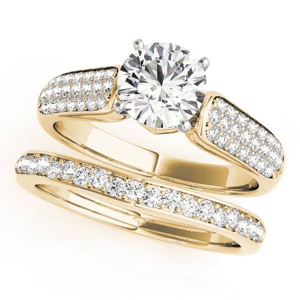 Multi-Row Pavé Engagement Ring, style 50305, On hand view in yellow gold