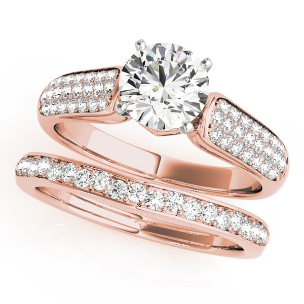 Multi-Row Pavé Engagement Ring, style 50305, On hand view in rose gold