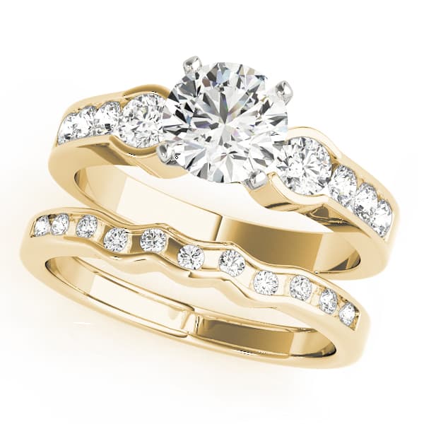 3-Stone Channel Set Engagement Ring, style 50306, On hand view in yellow gold