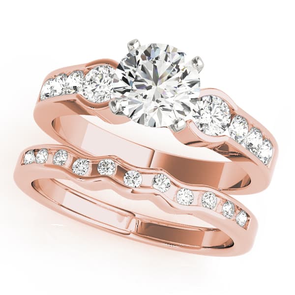 3-Stone Channel Set Engagement Ring, style 50306, On hand view in rose gold