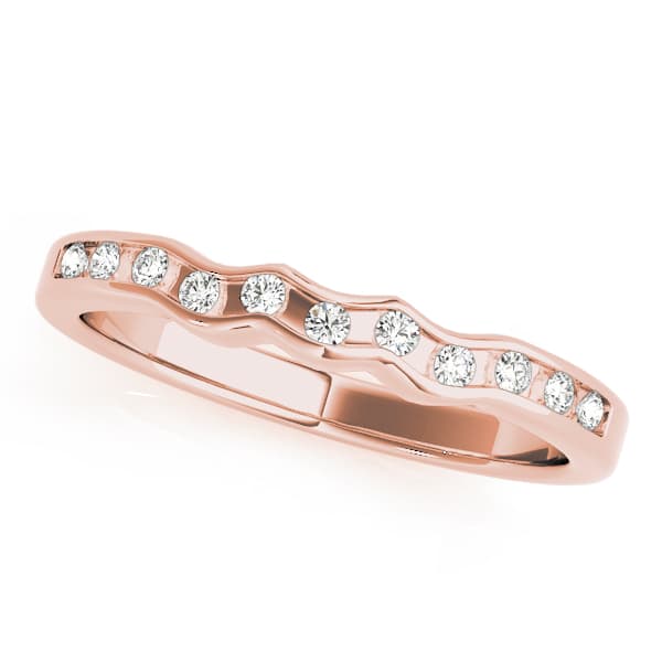 Curved Wedding Band (1/8 ct. tw.), Front view in rose gold