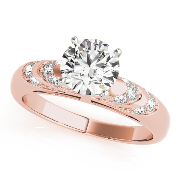 Antique Style Milgrain Engagement Ring, style 50307, Front view in rose gold