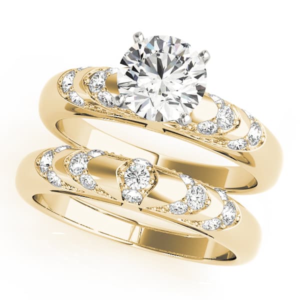 Antique Style Milgrain Engagement Ring, style 50307, On hand view in yellow gold