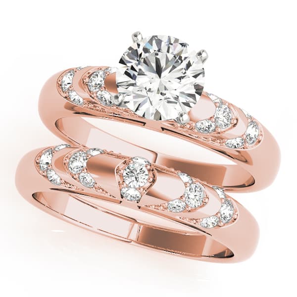 Antique Style Milgrain Engagement Ring, style 50307, On hand view in rose gold