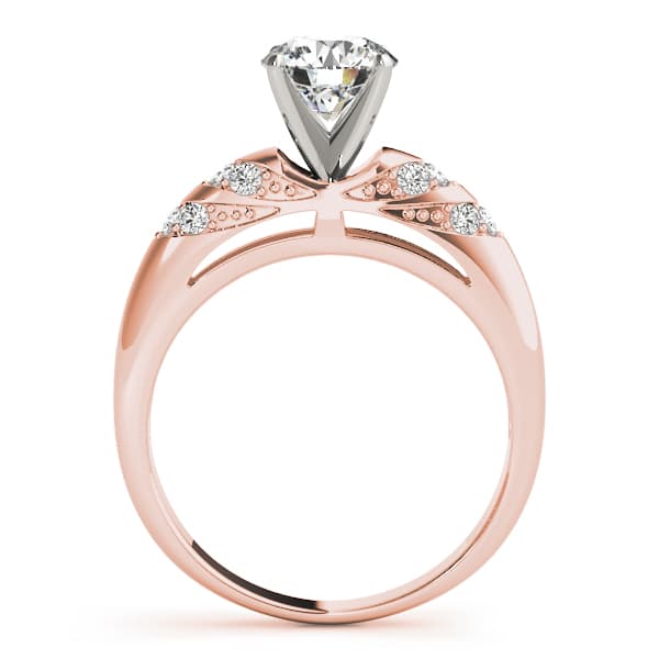 Antique Style Milgrain Engagement Ring, style 50307, Side view in rose gold