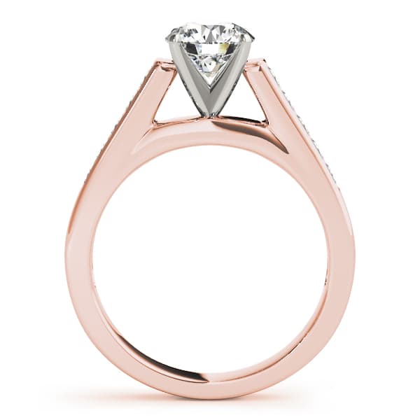Single Row Fancy Shape Princess Cut Engagement Ring, style 50308, Side view in rose gold