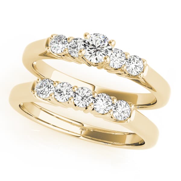 Single Row Prong Engagement Ring, style 50312, On hand view in yellow gold