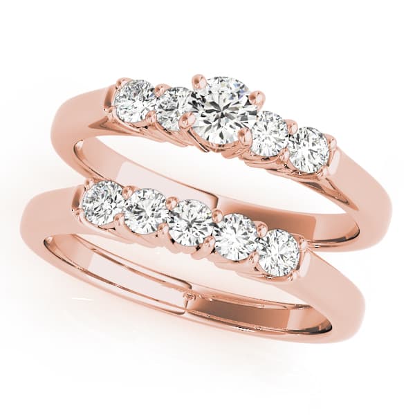 Single Row Prong Engagement Ring, style 50312, On hand view in rose gold